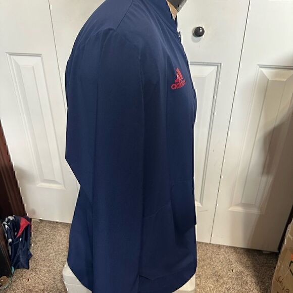 Adidas Aeroready Mens Large Blue Half Zip Windbreaker - Picture 5 of 5
